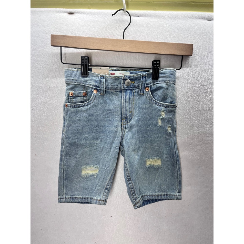 Levi's 511 Slim Denim Shorts‎ Kids Size 5 Light Wash NWT Distressed 3388
